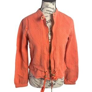 Anthropologie Joyce Textured Salmon Zip Jacket